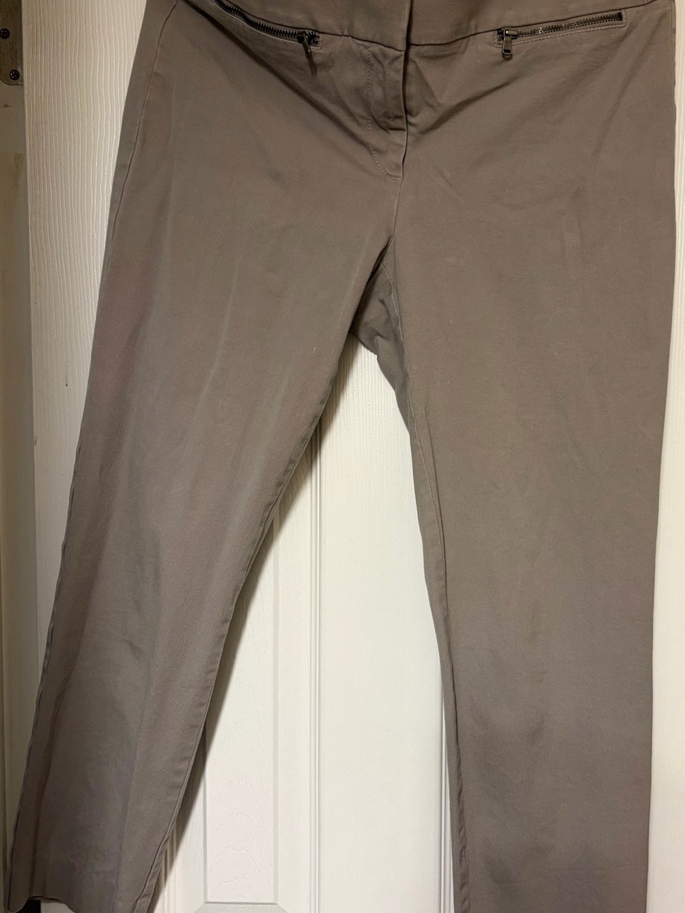 LOFT Taupe Ankle Pants with Zip Pockets